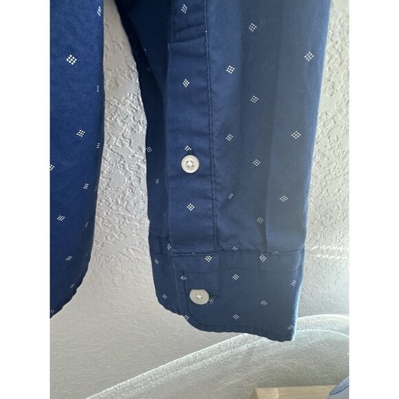 American‎ Eagle Men's Button Up Dress Shirt Classic Fit L Blue Geo 100% Cotton - Picture 3 of 13